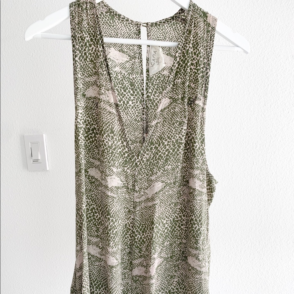 RARE Acacia Haiku 100% Silk Romper Green Snakeskin
